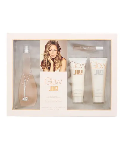 Jennifer Lopez Womens Glow 4 Piece Gift Set: Eau De Toilette 100ml - Body Lotion 75ml - Shower Gel - Rollerball Eau De - Orange - One Size