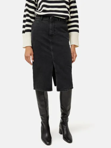Jigsaw Denim Midi Skirt, Washed Black - Washed Black - Female