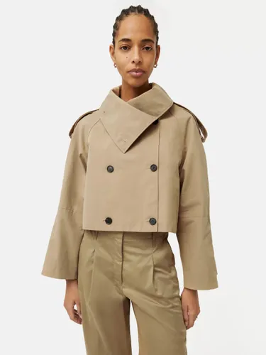 Jigsaw Double Breasted Cropped Trench Coat - Stone - Female