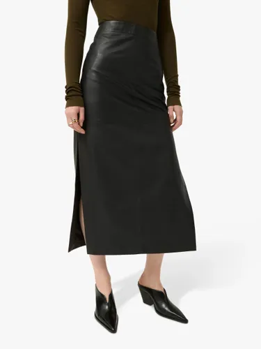 Jigsaw Leather Midi Skirt - Black - Female
