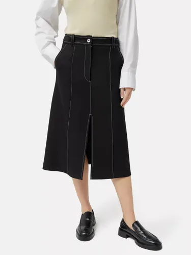 Jigsaw Seamed Detail Midi Skirt - Black - Female