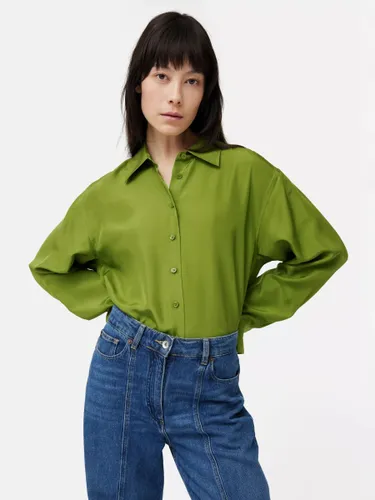 Jigsaw Silk Habotai Relaxed Shirt - Green - Female