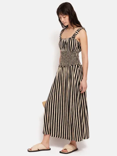 Jigsaw Striped Cotton Slub Jersey Maxi Dress, Black/Beige - Black/Beige - Female