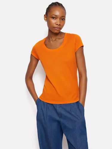 Jigsaw Supima Cotton Scoop Neck T-Shirt - Orange - Female