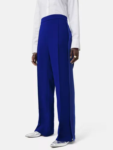 Jigsaw Wide Split Hem Tuxedo Trousers, Blue - Blue - Female