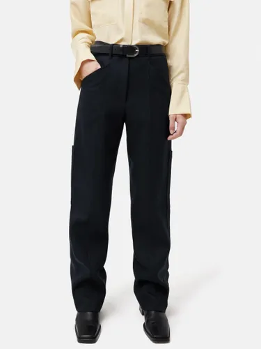 Jigsaw Wool Blend Cargo Trousers, Navy - Navy - Female