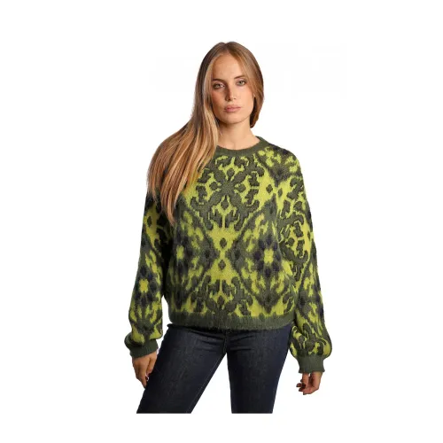 Jijil , Green Abstract Sweater ,Green female, Sizes: