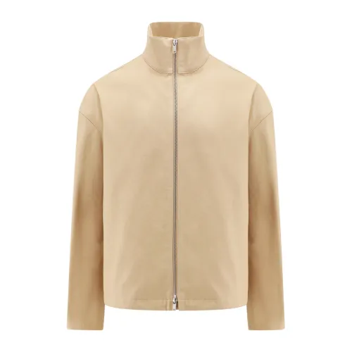 Jil Sander , Beige Cotton Jacket with Zipper Closure ,Beige male, Sizes: