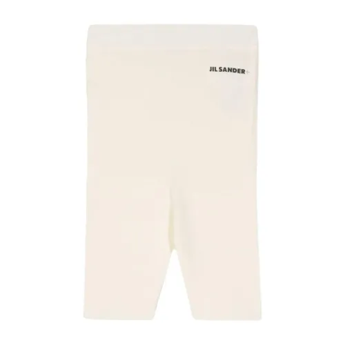 Jil Sander , Beige Cotton Logo Shorts Elasticated Design ,Beige female, Sizes: