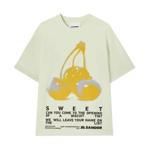 Jil Sander , Beige Graphic Print Cotton T-shirt ,Beige female, Sizes: