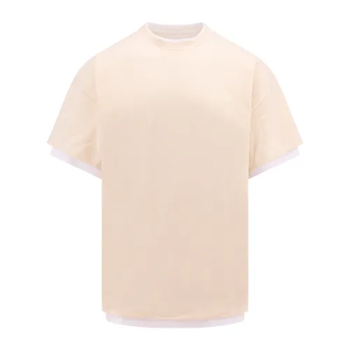Jil Sander , Beige Logo Print T-Shirt ,Beige male, Sizes: