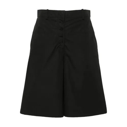 Jil Sander , Black Cotton Poplin Tailored Shorts ,Black female, Sizes:
