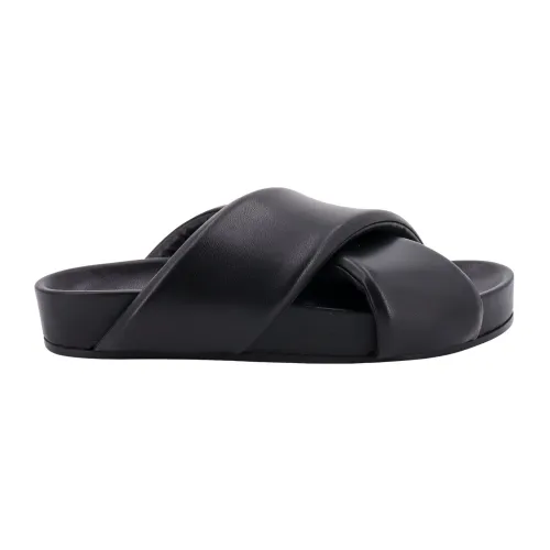 Jil Sander , Black Leather Sandals Aw23 ,Black male, Sizes:
