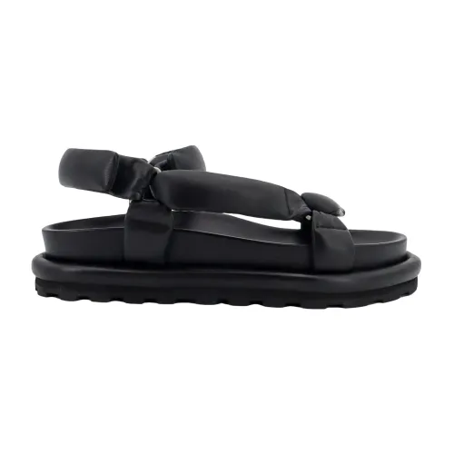 Jil Sander , Black Leather Sandals with Adjustable Straps ,Black male, Sizes: