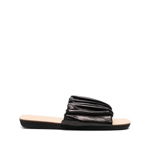 Jil Sander , Black Leather Slide Sandals ,Black female, Sizes: