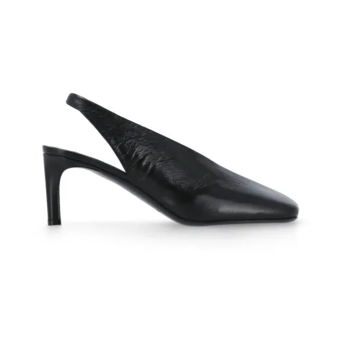 Jil Sander , Black Leather Slingback with Square Toe and Heel ,Black female, Sizes: