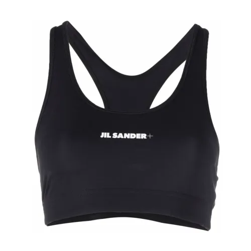 Jil Sander , Black Logo Print Sports Top ,Black female, Sizes: