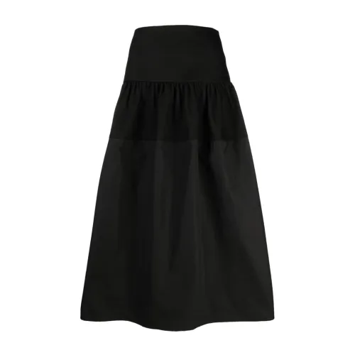 Jil Sander , Black Tiered Cotton A-Line Skirt ,Black female, Sizes: