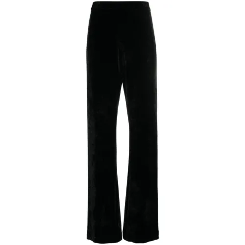 Jil Sander , Black Velvet High Waist Trousers ,Black female, Sizes: