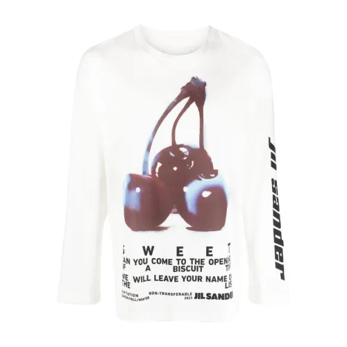 Jil Sander , Cherry Print Graphic T-shirt ,White male, Sizes: