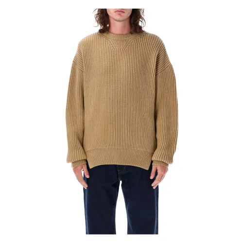 Jil Sander , Classic Crewneck Sweater ,Brown male, Sizes:
