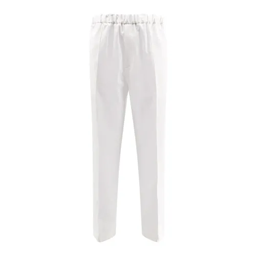Jil Sander , Cotton Trousers with Elastic Waistband ,White male, Sizes: