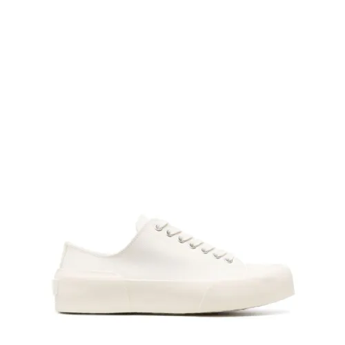 Jil Sander , Cream White Lace-Up Low-Top Sneakers ,White female, Sizes:
