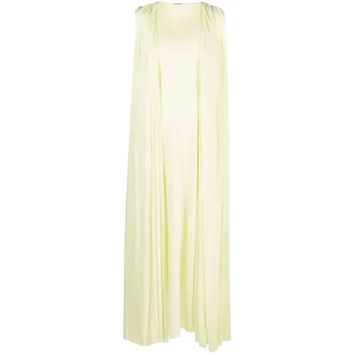 Jil Sander , Elegant Yellow Draped Maxi Dress ,Yellow female, Sizes: