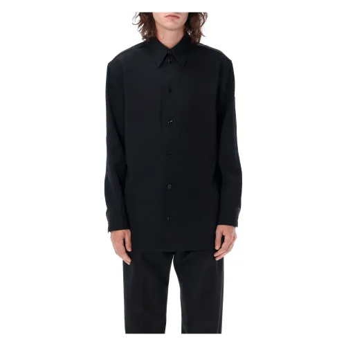 Jil Sander , Gabardine Patch Shirt ,Black male, Sizes: