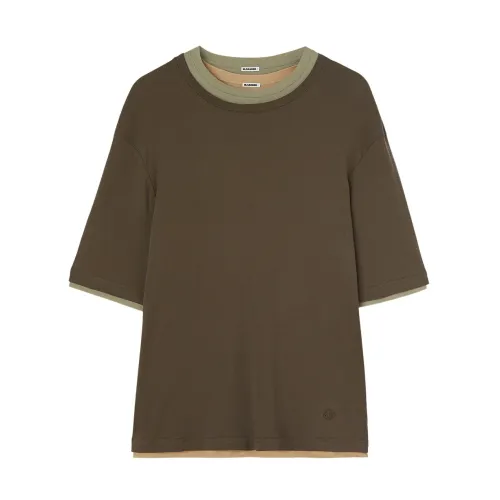 Jil Sander , Layered T-Shirt ,Brown male, Sizes: