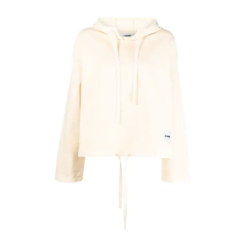 Jil Sander , Logo-Patch Knitted Hoodie ,Pink female, Sizes: