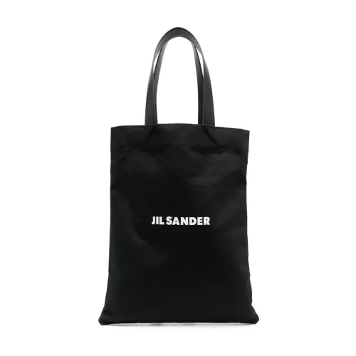 Jil Sander , Logo Print Tote Bag, Black/White ,Black male, Sizes: ONE SIZE