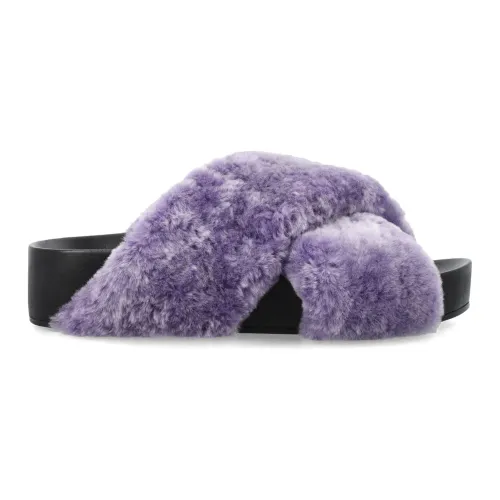 Jil Sander , Luxurious Shearling Slides for Women ,Purple female, Sizes: