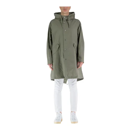 Jil Sander , Military Fishtail Parka with Hoodie ,Green male, Sizes: