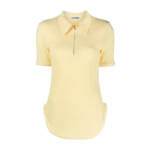 Jil Sander , Short sleeve polo ,Yellow female, Sizes: