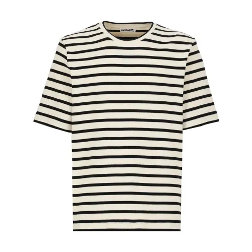 Jil Sander , Striped Cotton T-shirt for Men ,Beige male, Sizes: