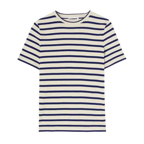 Jil Sander , Striped Cream White/Navy T-Shirt ,Multicolor female, Sizes: