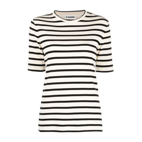 Jil Sander , Striped Knitted T-shirt ,White female, Sizes:
