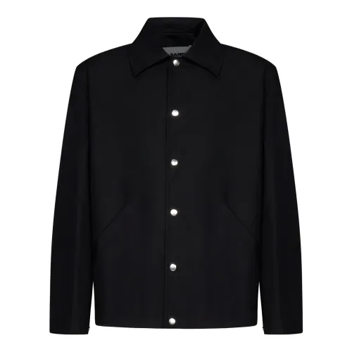 Jil Sander , Stylish Men`s Black Cotton Jacket ,Black male, Sizes: