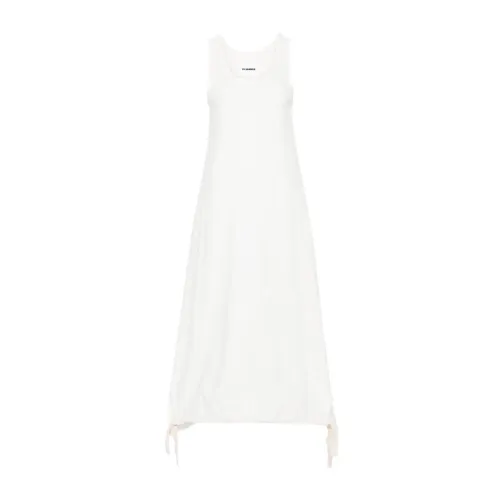 Jil Sander , White Cotton Jersey Sleeveless Dress ,White female, Sizes: