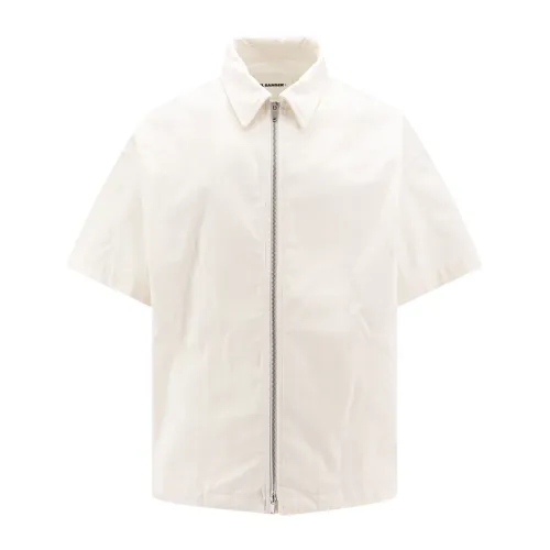 Jil Sander , White Cotton Shirts with Zipper Closure ,White male, Sizes: