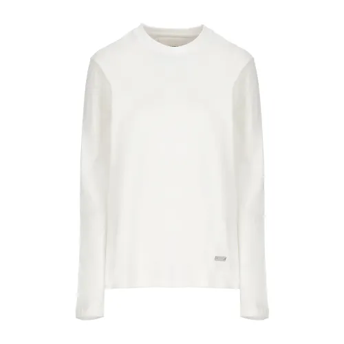 Jil Sander , White Cotton T-shirt with Long Sleeves ,White female, Sizes: