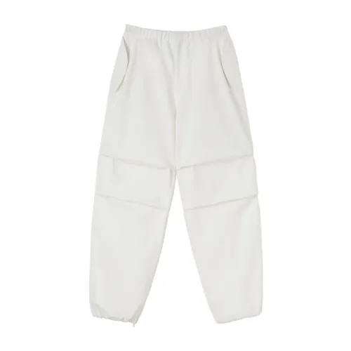 Jil Sander , White Cotton Tapered Trousers with Gathered Detailing ,White male, Sizes:
