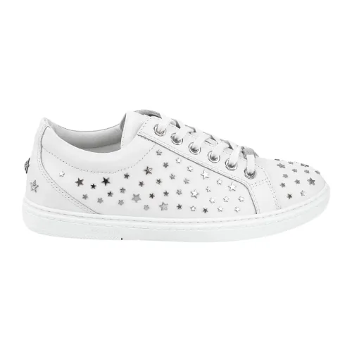 Jimmy Choo , Leather Sneakers with Metal Star Detail ,White male, Sizes: