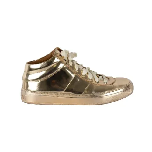 Jimmy Choo , Leather sneakers ,Yellow female, Sizes: