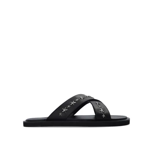 Jimmy Choo , Palmo Leather Sandals ,Black male, Sizes: