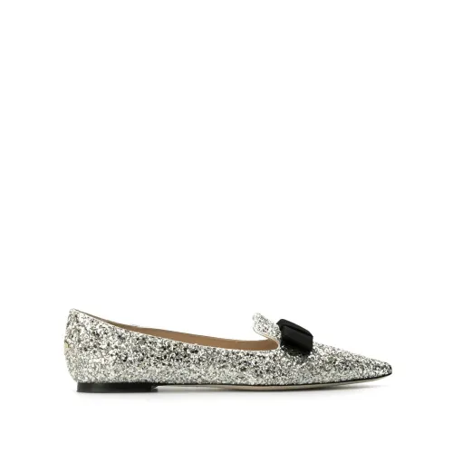 Jimmy Choo , Silver Glitter Flat Ballerina Shoes ,Gray female, Sizes:
