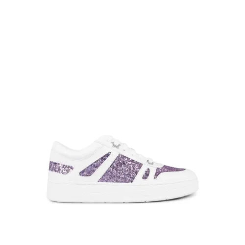 Jimmy Choo , White/Pink Violet Glitter Sneakers ,Multicolor female, Sizes:
