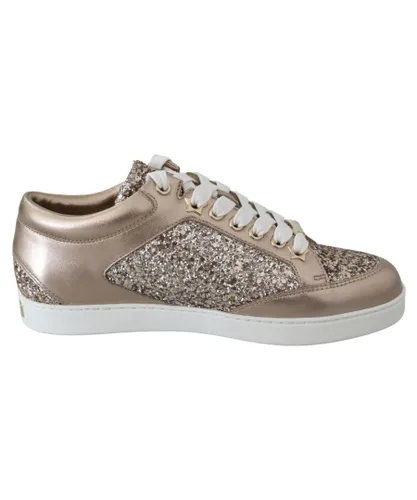 Jimmy Choo WoMens Ballet Pink Leather Miami Sneakers - Multicolour