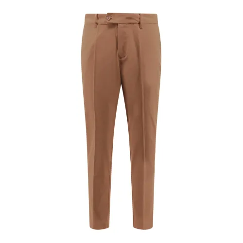 J.Lindeberg , Brown Trousers with Zip and Button Closure ,Brown male, Sizes: